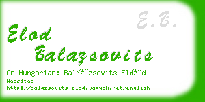 elod balazsovits business card